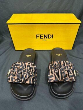 Fendi Women's Black Leather Sandals - With Original Box